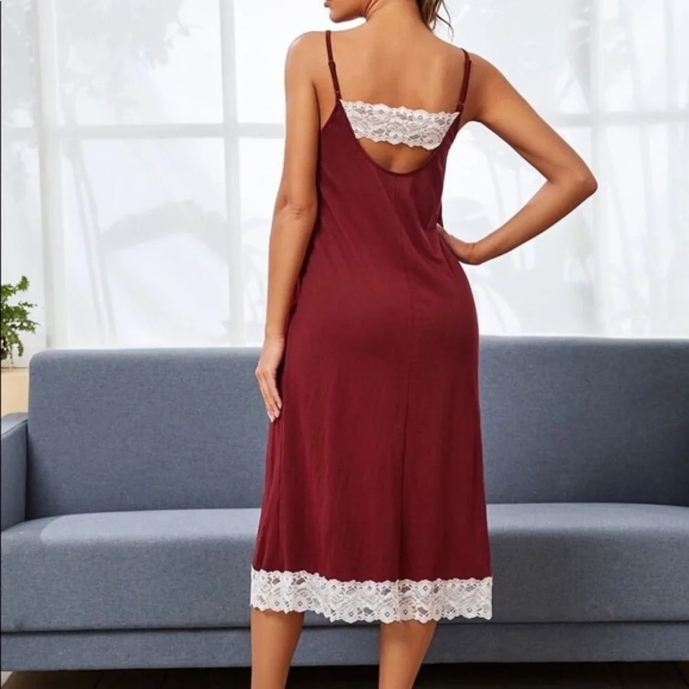 New Burgundy Red Lace Nightgown​ - Picture 2 of 6